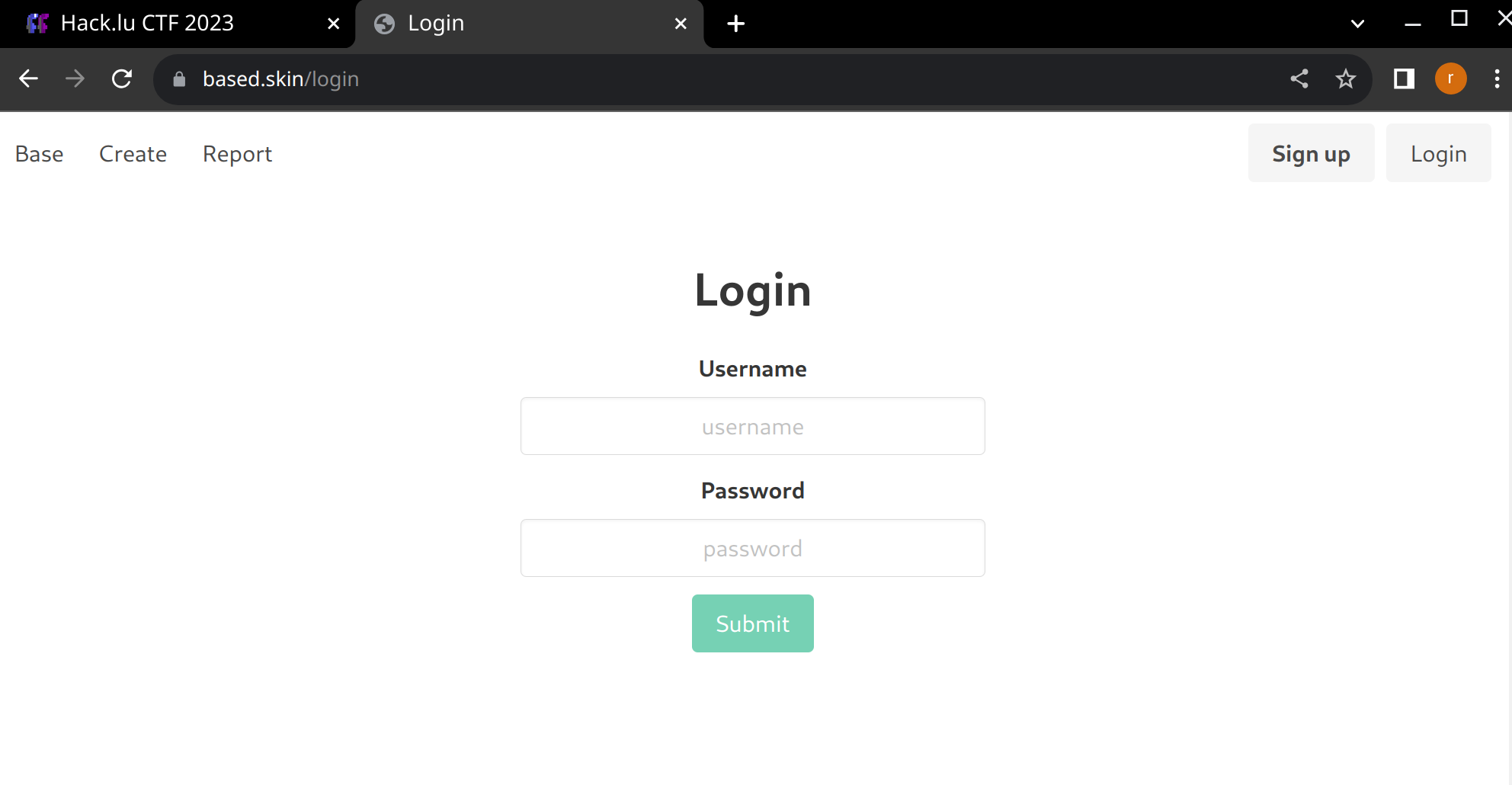 login page